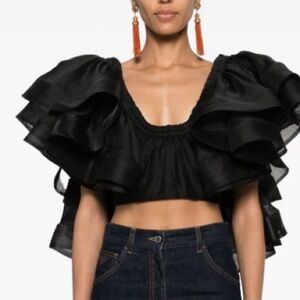 Zimmerman ruffled scoop crop neck with chain back 
US SIZE 4
